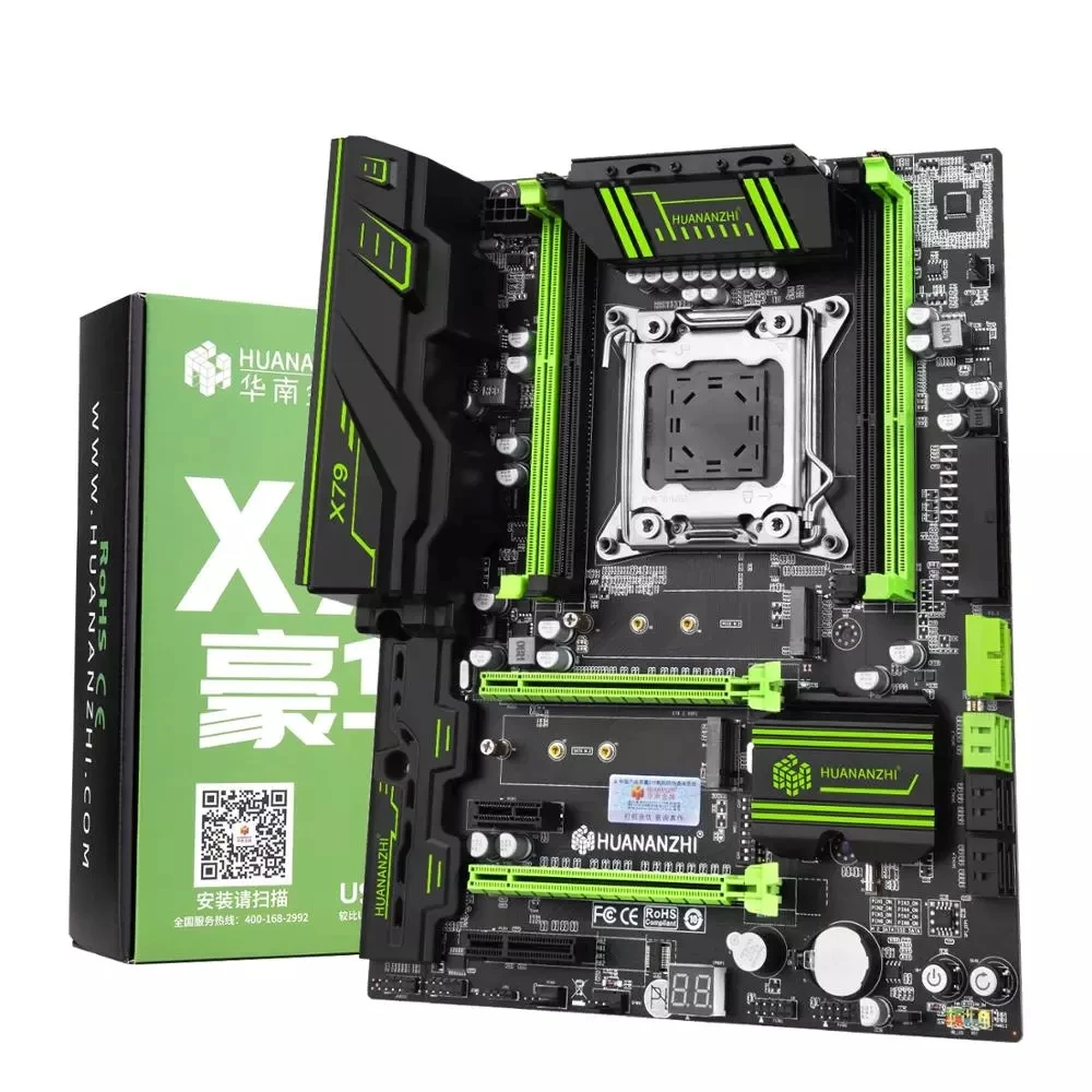 Материнская плата HUANANZHI X79 GREEN 2 49 V3.1 LGA 2011 ATX USB 3 0 SATA3 PCI E NVME M.2 SSD Поддержка REG ECC памяти