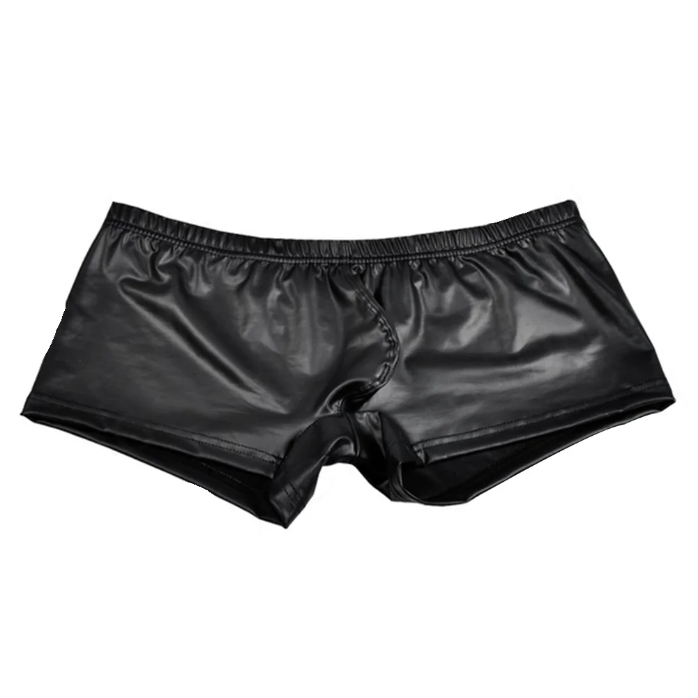 

Sexy Mens Lingerie Underwear Shorts Pants Faux Leather Wet Look Boxer Briefs