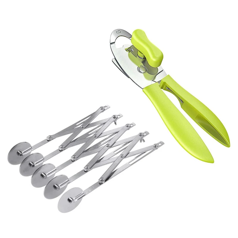 HOT-5-Wheel Pastry Cutter Pizza Multi Wheel Dough Cutters &amp Manual Can Opener Stainless Steel 8Inch | Дом и сад