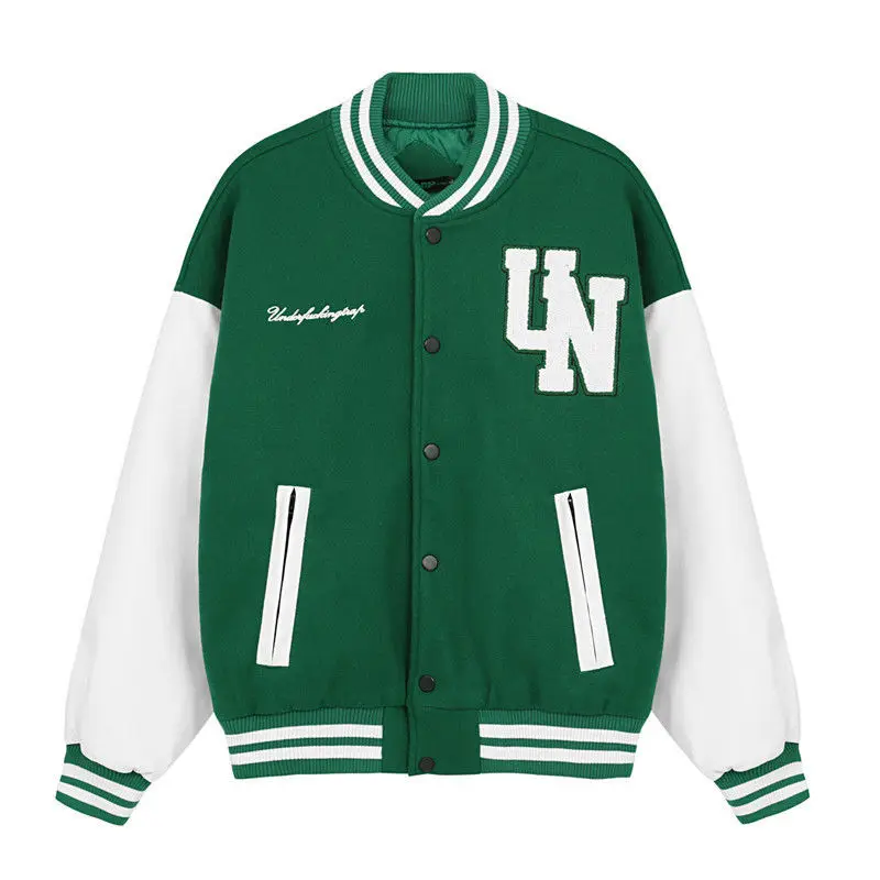 

2021 Spring American Street Hip-hop Retro Varsity Jacket Men Letter Embroidery Baseball Uniform Woolen Long-sleeved Jacket Women