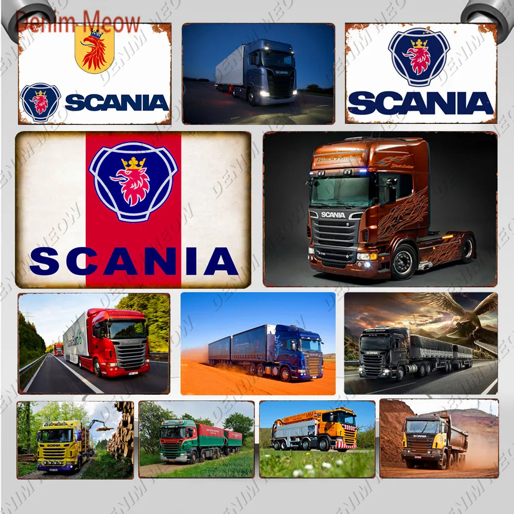 Металлическая вывеска Scania винтажная жестяная для тяжелых грузовиков ретро