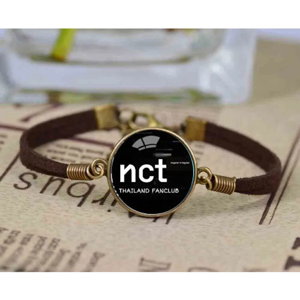 Панк NCT 127 кнопки амулетный браслет Корейская группа круглые стеклянные