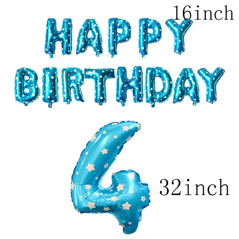 Chicinlife мальчик девочка 4th Happy Birhday украшение номер 4 шар День рождения корона шляпа 4 года День рождения принадлежности - Цвет: blue 4