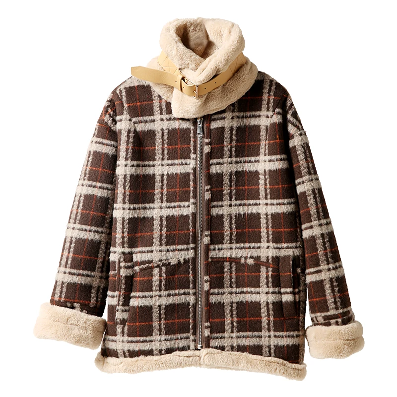 Утепленное пальто MICOCO W8672 в Корейском стиле с высоким воротом на молнии | Женская