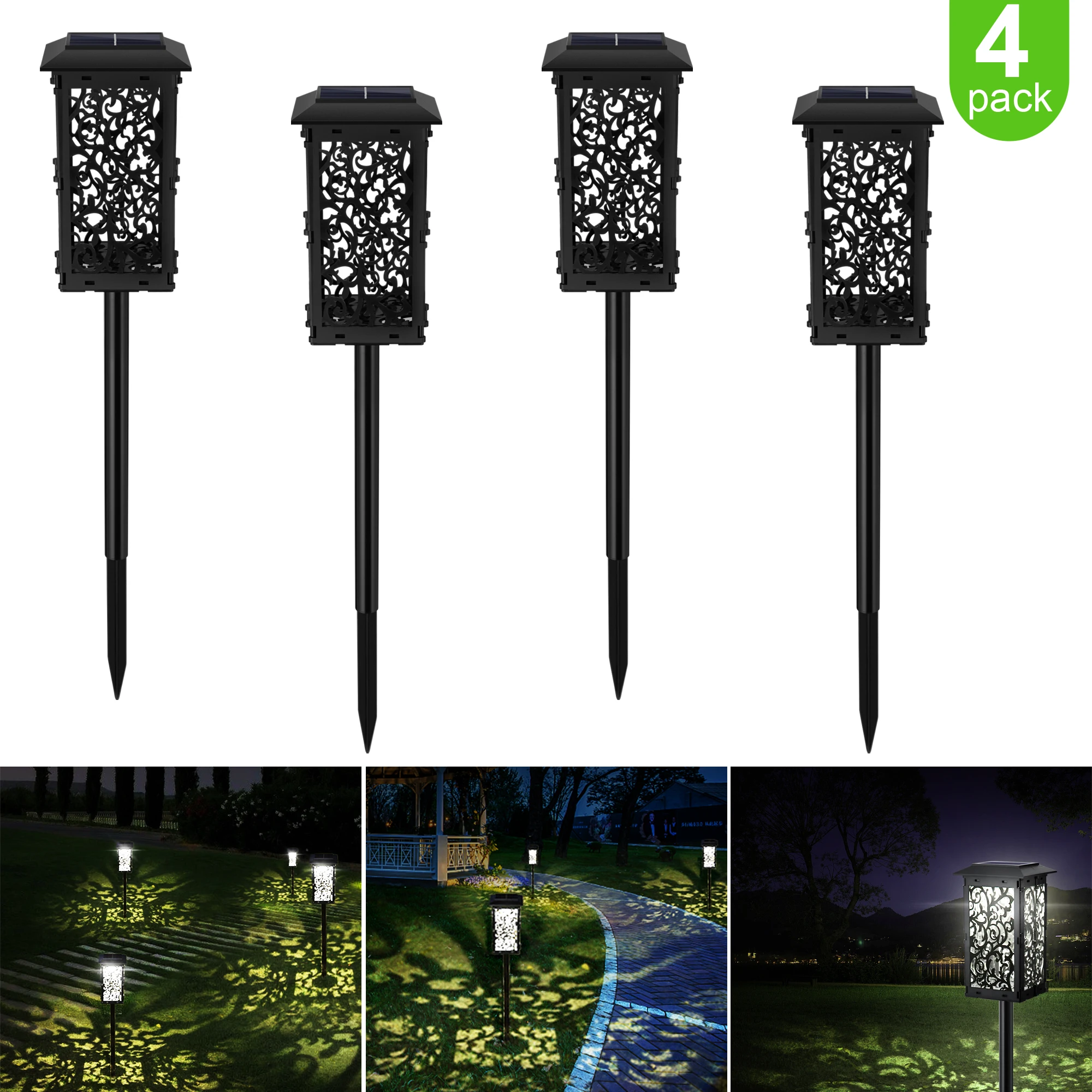 Online 4Pack Lampada Solare Per Esterni Lampada A LED A Energia Solare Lampada Da Giardino Lanterna Lampada Da Palo Impermeabile Illuminazione Per Paesaggio