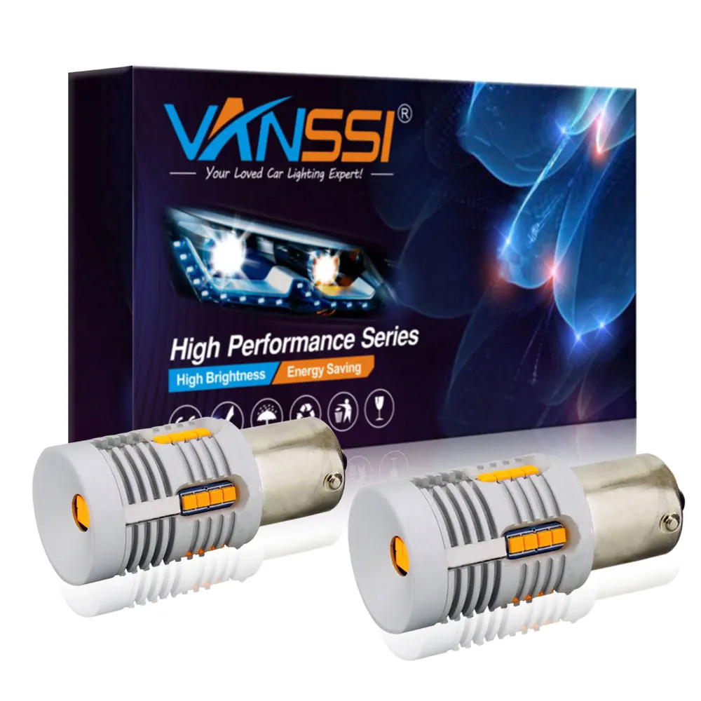 VANSSI 2x7507 Bau15s PY21W светодиодный указатель поворота лампочка встроенный резистор Canbus Ошибка бесплатно нет Hyper Flash 2800lm Янтарный Желтый