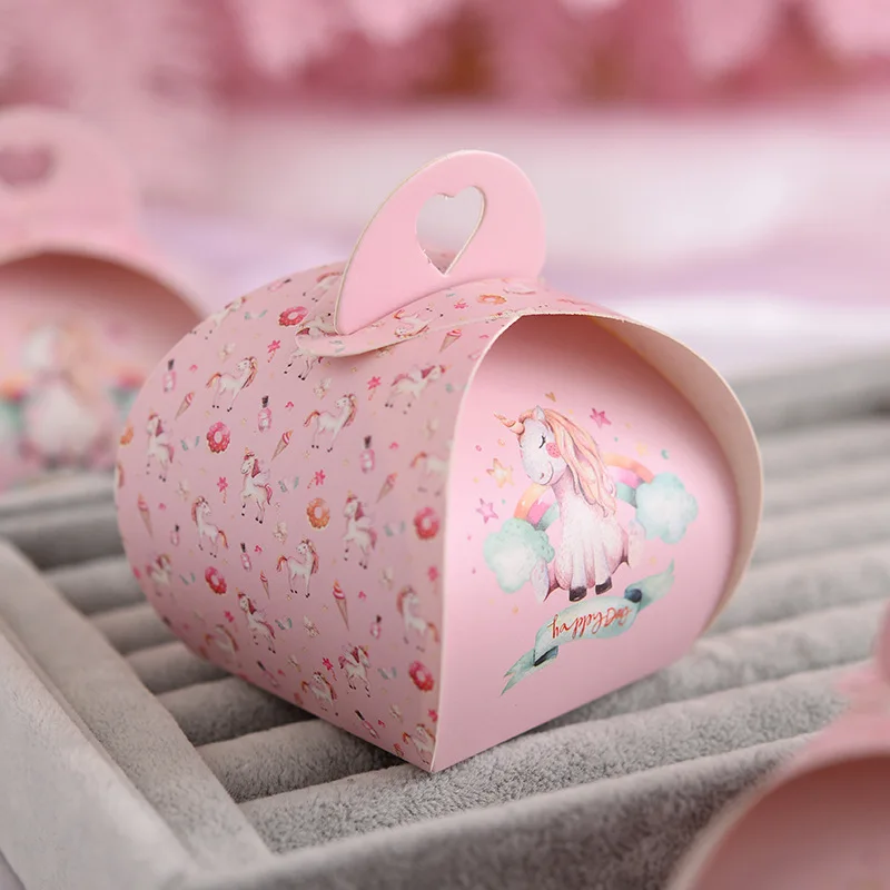 10 шт./компл. полое сердце коробка конфет на свадьбу Единорог Кролик Торт Печенье