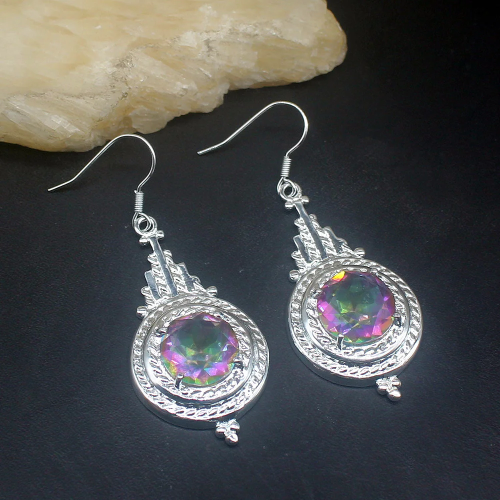 

Hermosa Unique Shiny Mystical Topaz Genuine 925 Silver Dangle Drop Hook Earrings Jewelry Gifts for Women Girls 20213780