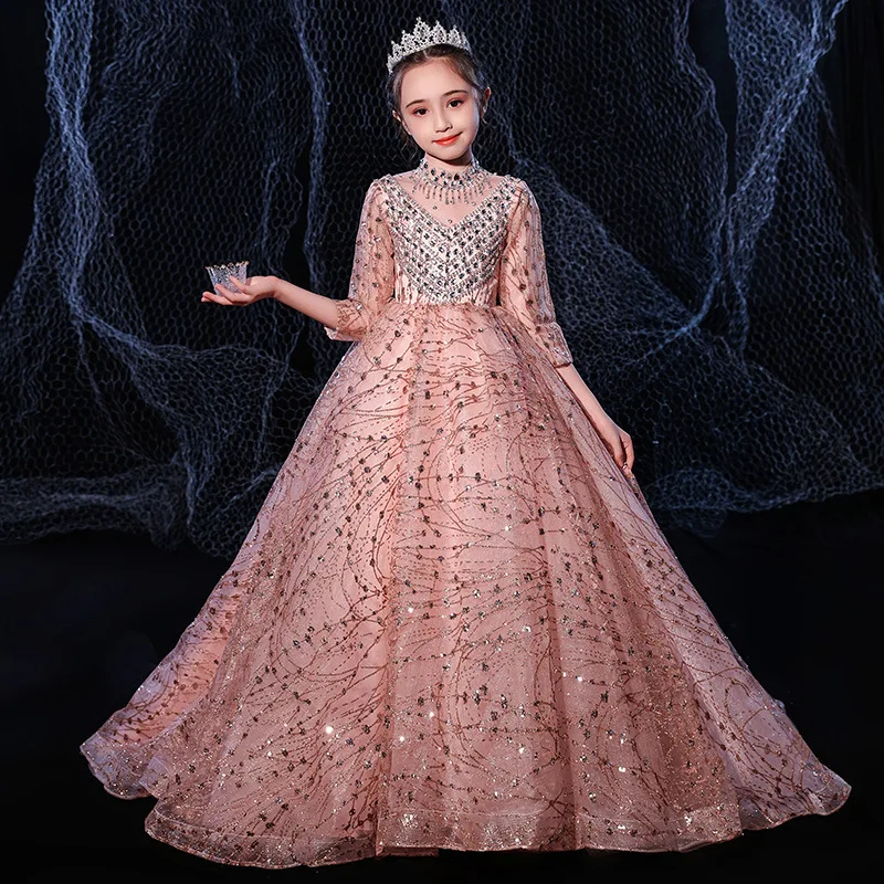 Children's Dress Princess Dress 2021 Summer Girls' Shaggy Performance Dress  Flower  for Weddings  Kids Dresses for GirlsCostume