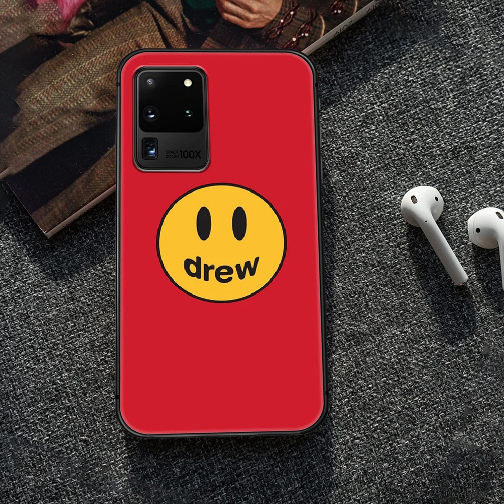 

drew smiling Luxury brand Phone Case Cover Hull For Samsung Galaxy S 7 8 9 10 e 20 FE edge uitra plus Note 9 10 20 black Hoesjes