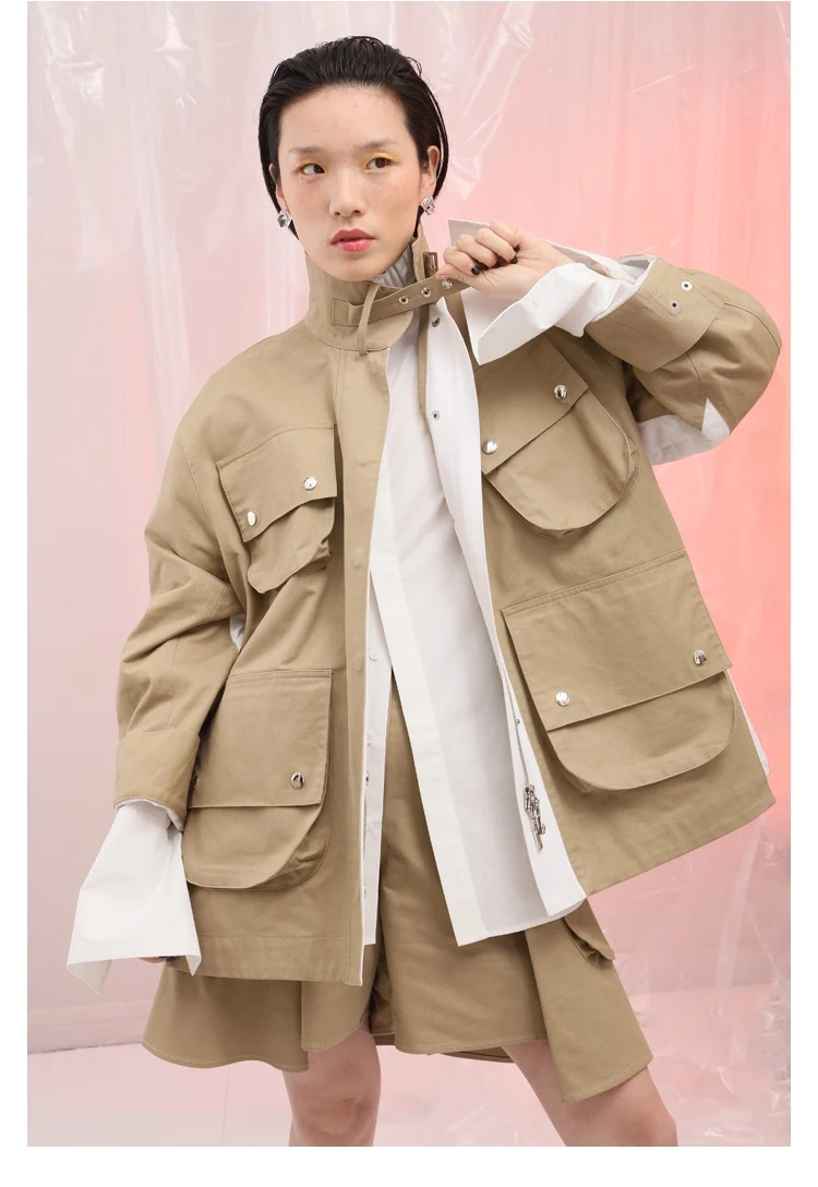 IRINAL06 FW коллекция негабаритных лоскутное стиль сафари женский плащ