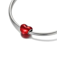 2021 new 925 sterling silver metallic red heart enamel pendant charm bracelet diy jewelry making for original pandora