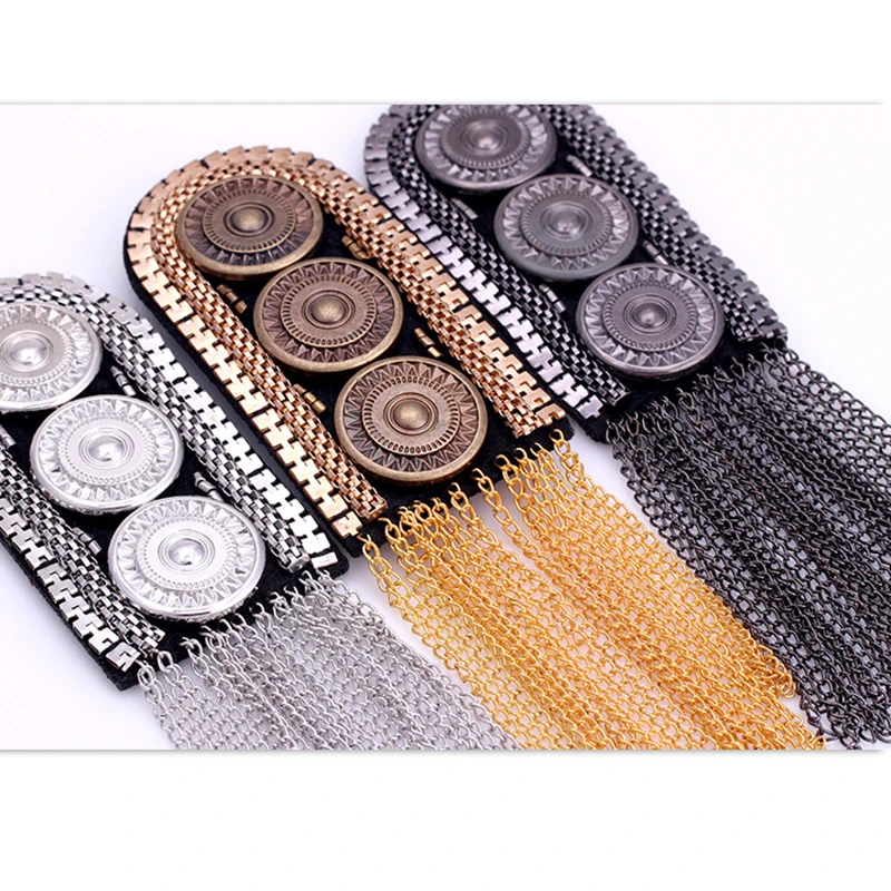 Новая Наплечная брошь для костюма ремешок многокисточки заклепки эполеты