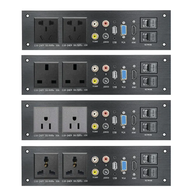 Панель из алюминиевого сплава AC 110-240V USB аудио VGA Сеть HDMI интерфейс UK/EU/US/CN электрическая розетка плата питания Китай переходник