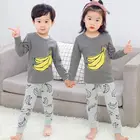 Пижамные комплекты для маленьких девочек, пижамы с бананами для мальчиков, Детская домашняя одежда, ночная рубашка, детская одежда, одежда для сна для девочек 4, 6, 8, 10, 12 лет