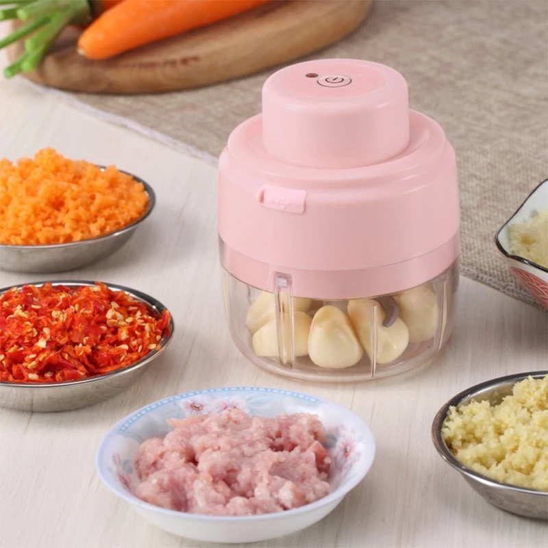 

200Ml Electric Garlic Food Vegetable Chopper, Squeezer, Meat Grinder, Crushed Garlic Masher Machine,Kitchen Gadget