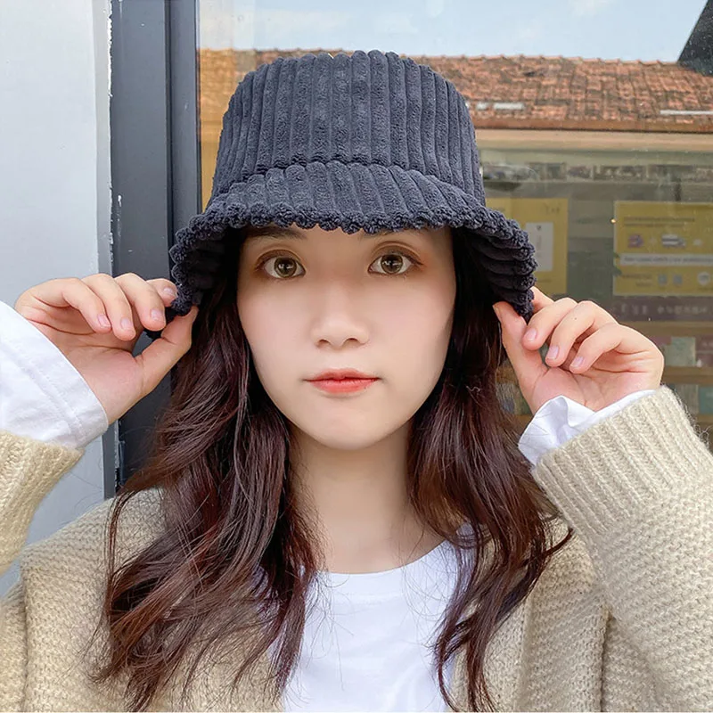 Женская шляпа ведро модная однотонная Вельветовая Панама рыбацкие шапки сезон