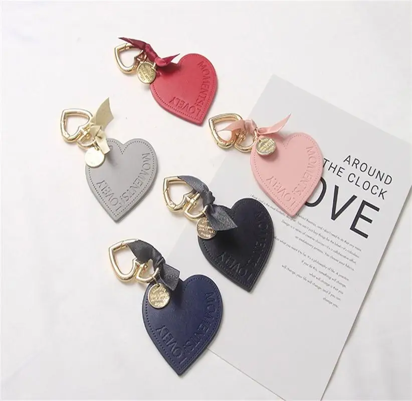 

Korea Creative New Leather Keychain Cute Love Heart Lady Girl Car Key Chain Girl Bag Pendant Keyring Lovers Holiday Gifts