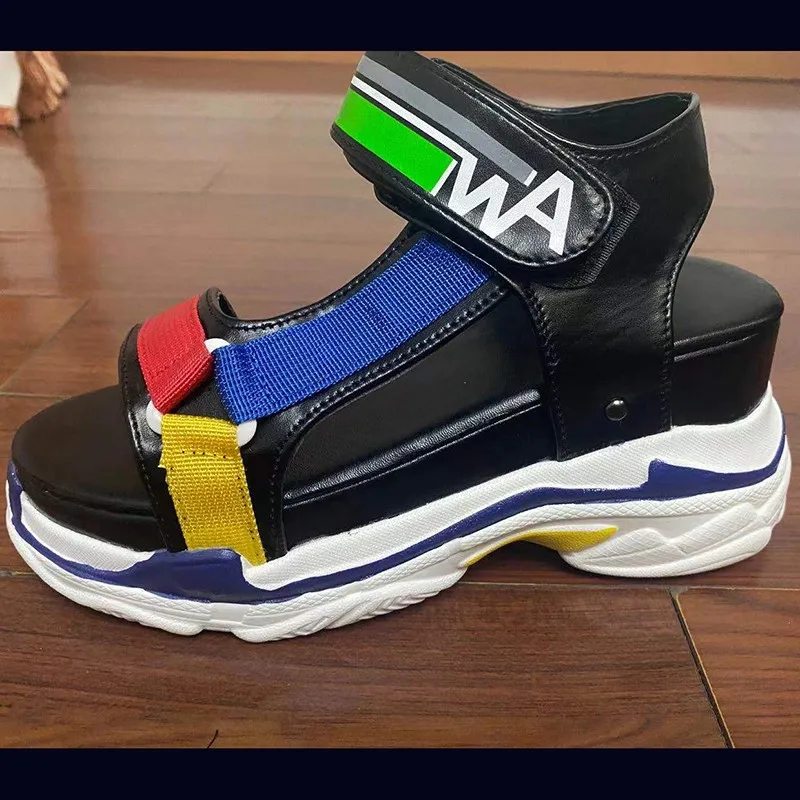 

Сандалии женские на платформе, босоножки на очень высоком каблуке, повседневная обувь на танкетке, массивные гладиаторы, с перекрестными ре...