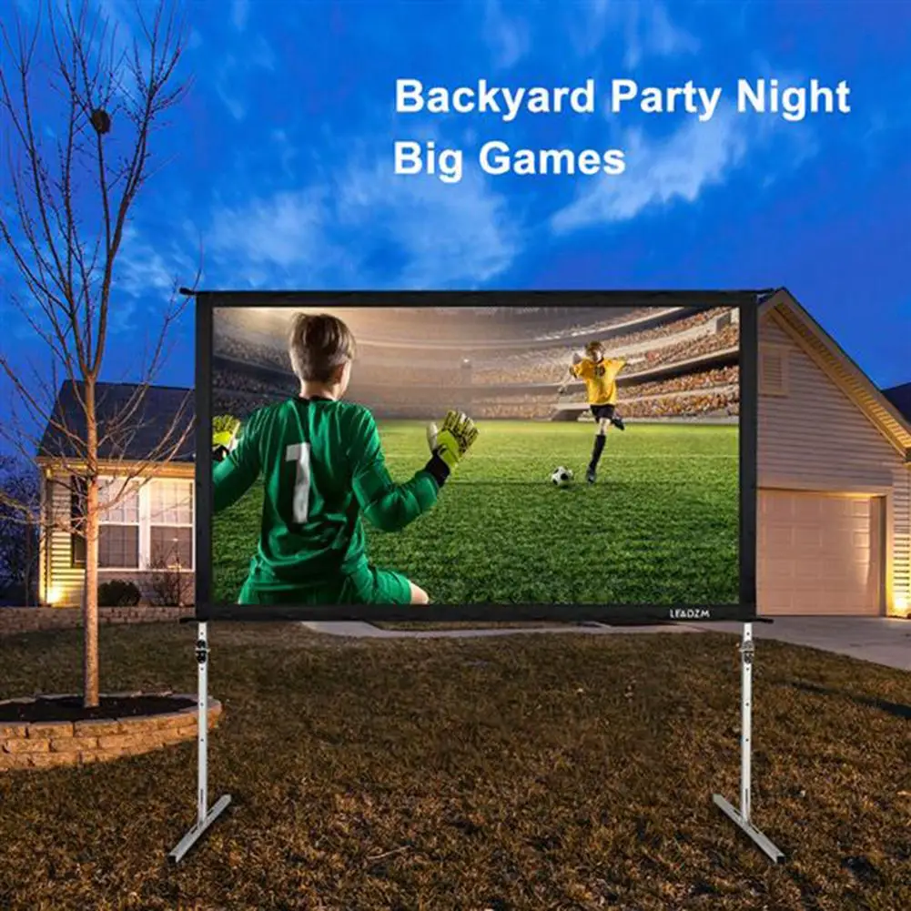 

120 Inches 16:9 PVC Gray-Black Soft Front HD Projection Screen Fast Fold for Home Cinema Camping School Office etc.