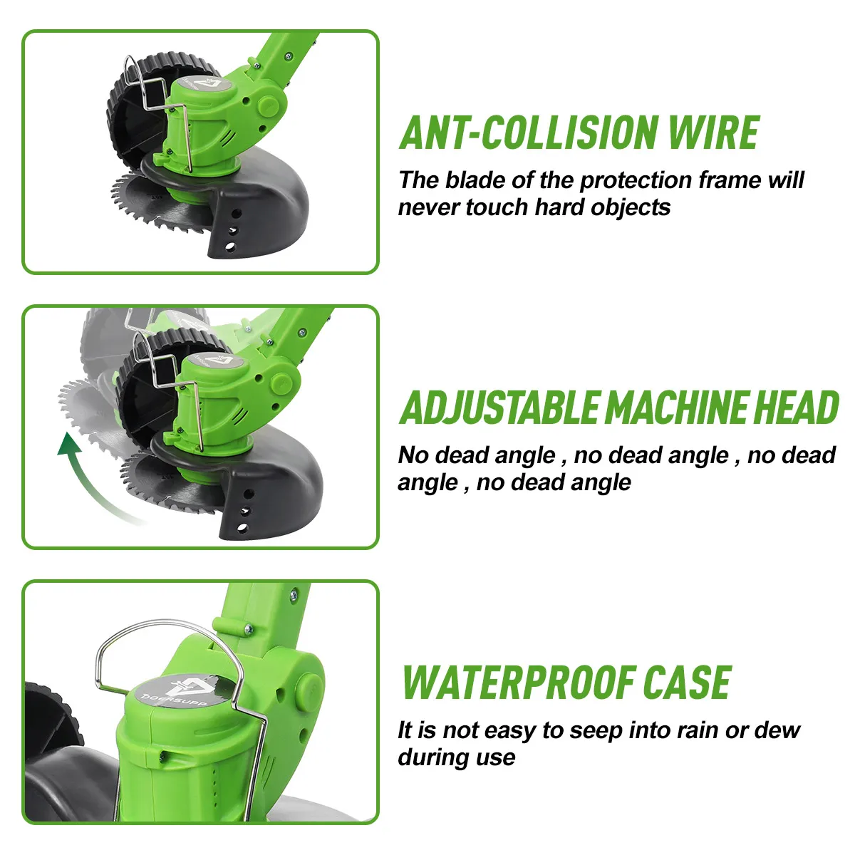1880W Electric Grass Trimmer Rechargeable Lawn Mower Cordless Weeds Strimmer Grass Cutter Garden Tool With 2PC Battery&Wheels