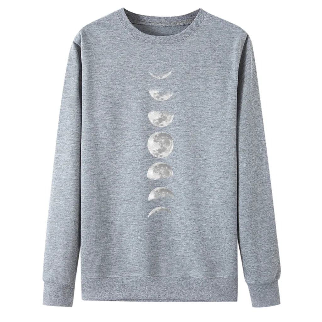 SAGACE Ms. Moon Печатный круглый вырез длинный рукав толстовка зима осень женские
