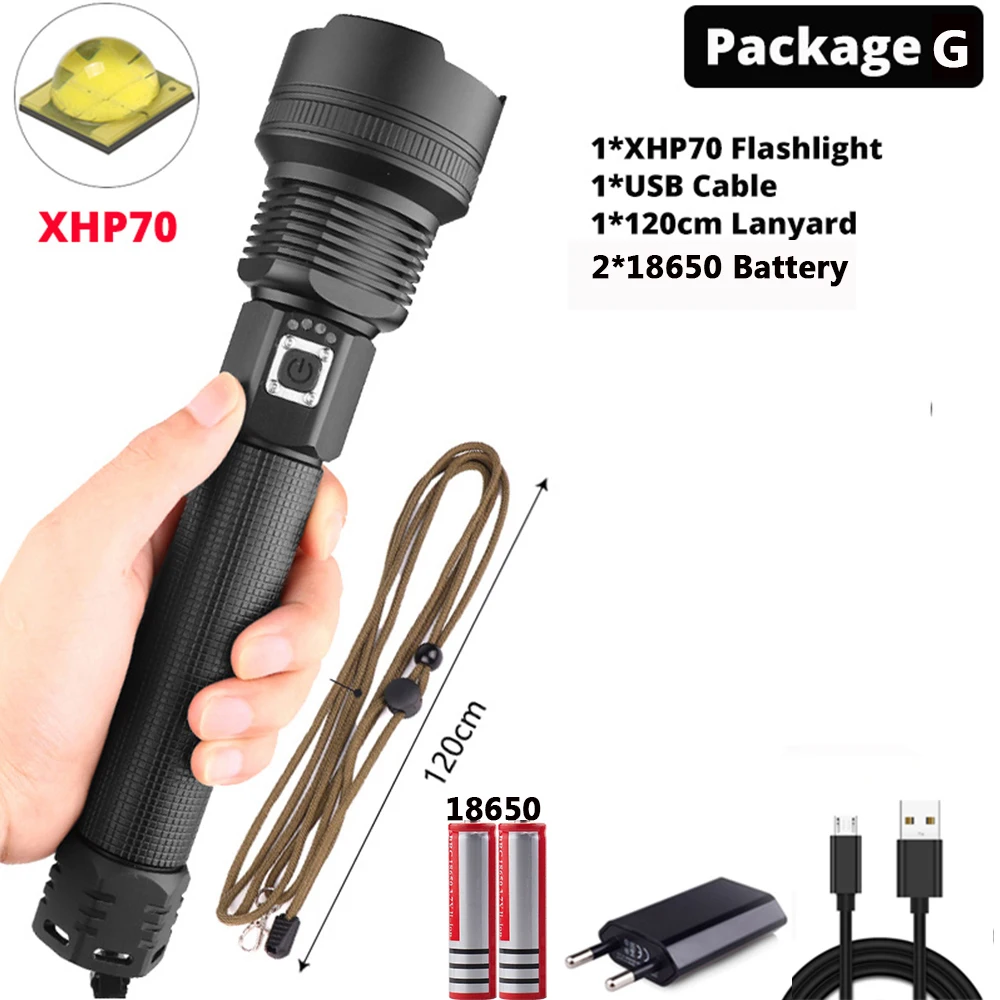 Самый мощный XHP90 светодиодный фонарь XLamp Zoom фонарь XHP70.2 USB Перезаряжаемый тактический фонарь для кемпинга и охоты - Испускаемый цвет: G