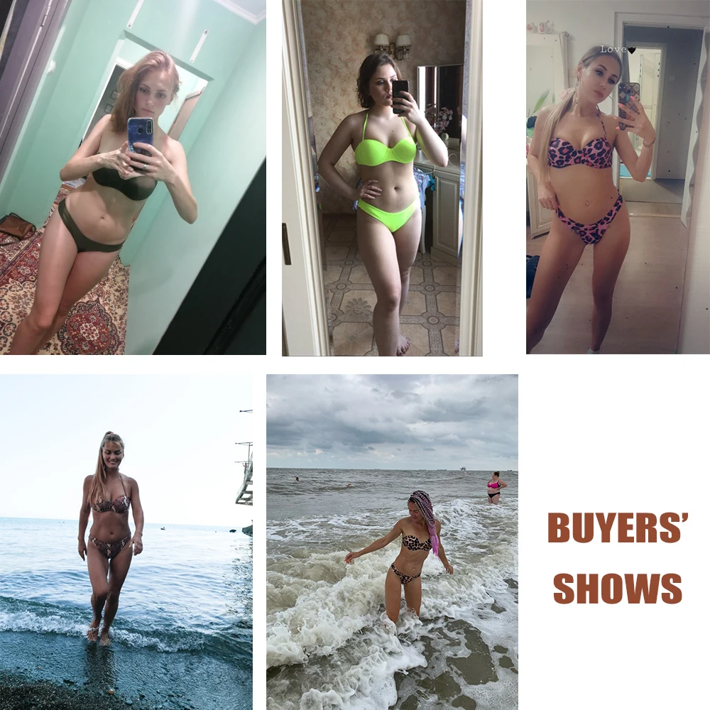 

Animal Print Leopard Bikini Push Up Swimsuit Sexy Women Bikini Set 2021 Brazilian Thong Bathing Suit Bandeau Beach Wear Swimwear