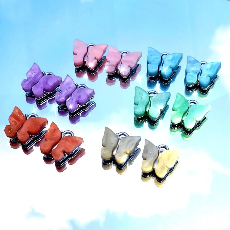 JJFOUCS 50 шт./компл. модные блестящие Акриловые Бабочки серебряного цвета для