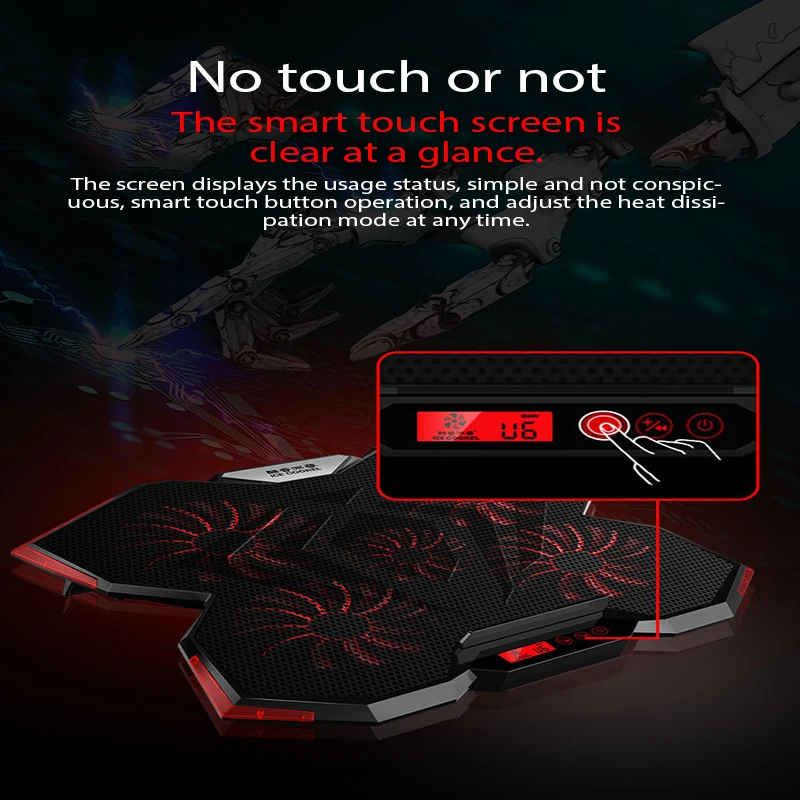 Охлаждающая подставка для ноутбука с 5 вентиляторами регулируемая macbook air/pro 12 13 14