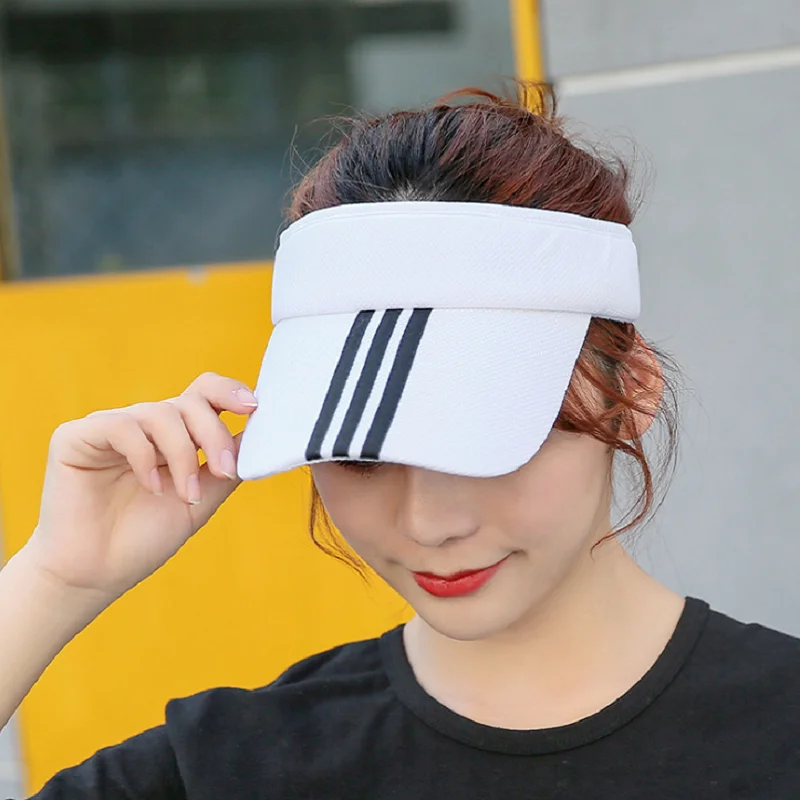 

2021 New Summer Cotton Sports Visors Striped Fashion Women Men Sun Visor Beanie Hats Adjustable Snapback Caps Unisex