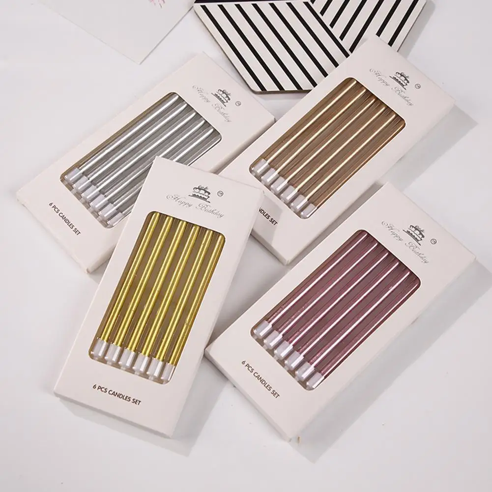 

6 шт., декоративные свечи для торта, золотистые/Серебристые