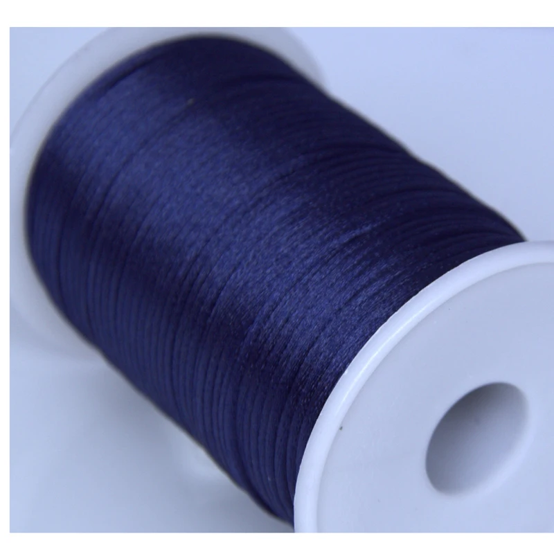 Лидер продаж 10 ярдов темно-синий 2 мм погремушка сатиновый шнур макраме