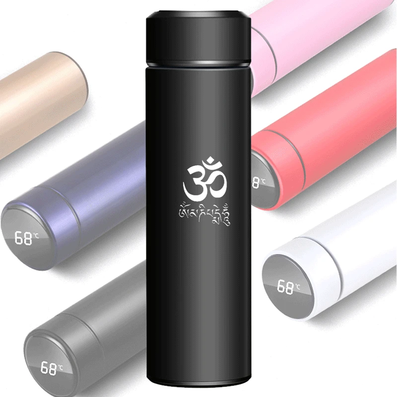 

JN BUDDHISM OM MANI PADME HUM Thermal Cup Smart Stainless Steel Cup Thermos Bottle Tea Water Bottles Cup