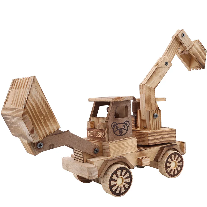 

Creative DIY 3D Wooden Car Navvy Puzzle Game Children Kids Natural Color Toy Model Building Kits Educational Hobbies Gift