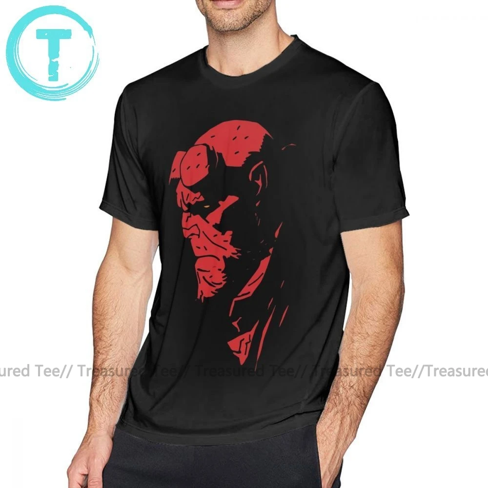 Футболка Hellboy, футболка Hellboy, 100 хлопок, уличная футболка, Мужская забавная Футболка с принтом, большие размеры, футболка с коротким рукавом