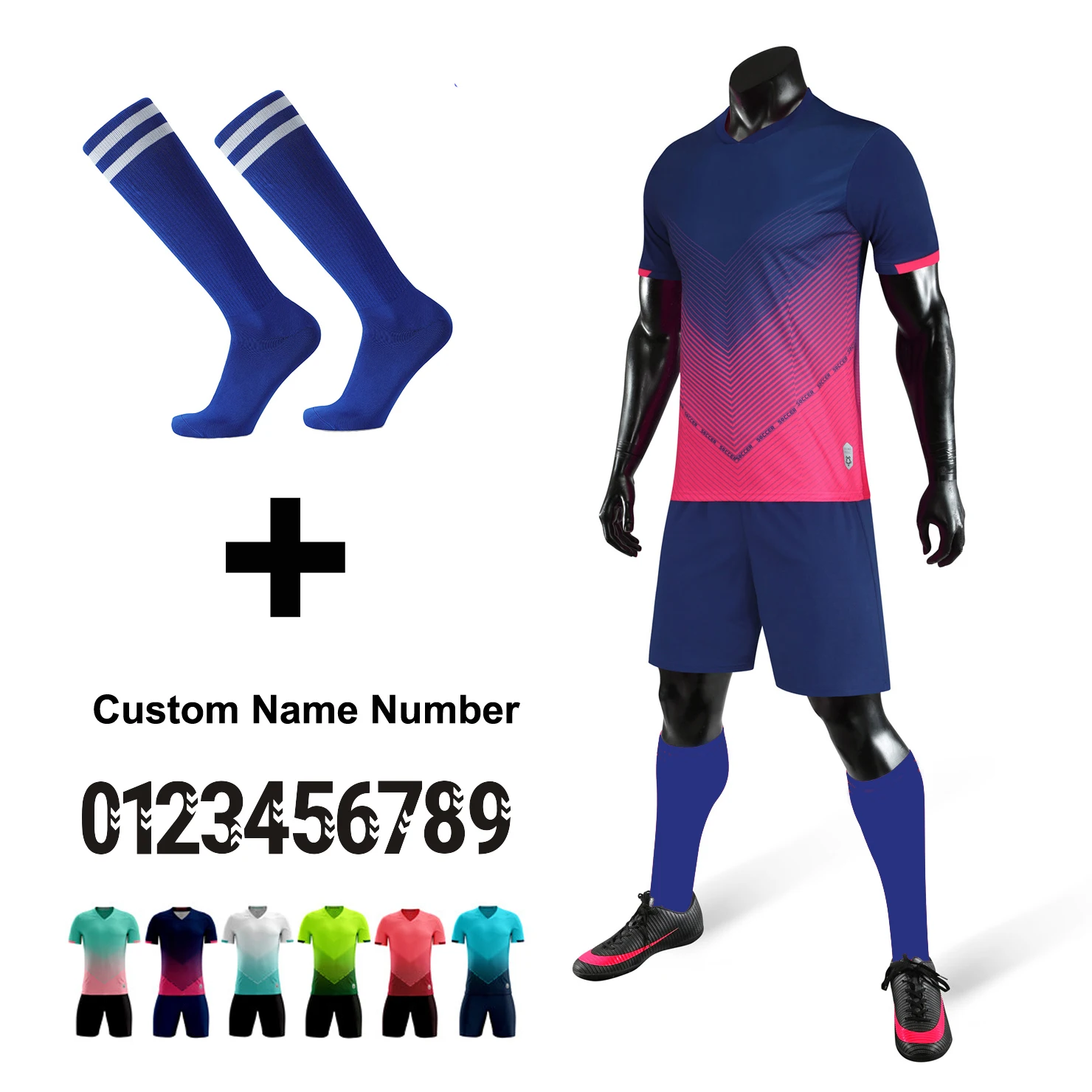 

New Season Men Kids Athlete Football Jerseys Uniforms Soccer Player Team Football Training Clothes Suit Socks Custom Sportswear