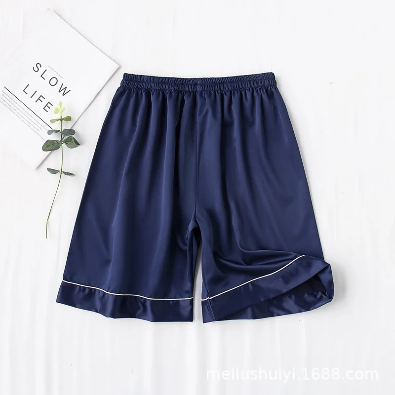 

Male Silky Sleepwear Spring Summer New Homewear Casual Nightwear Intimate Lingerie Men Satin Shorts Home Clothing Nightgown