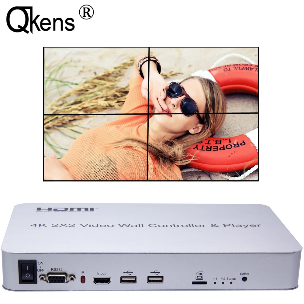 HD 4K 2X2 HDMI видео настенный контроллер плеер Splicer поддержка USB клавиатура мышь U флэш