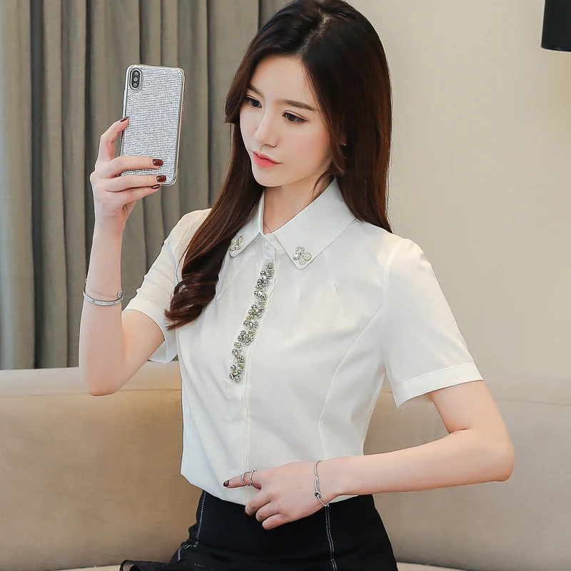 Женские шифоновые блузки роскошные OL женские рубашки с коротким рукавом хит