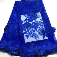nigerian lace fabrics for wedding 2021 african french lace fabric high quality 3d lace royal blue lace applique m28421