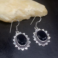gemstonefactory big promotion 925 silver elegant vintage black onyx fashion women ladies gifts dangle drop earrings 20212383
