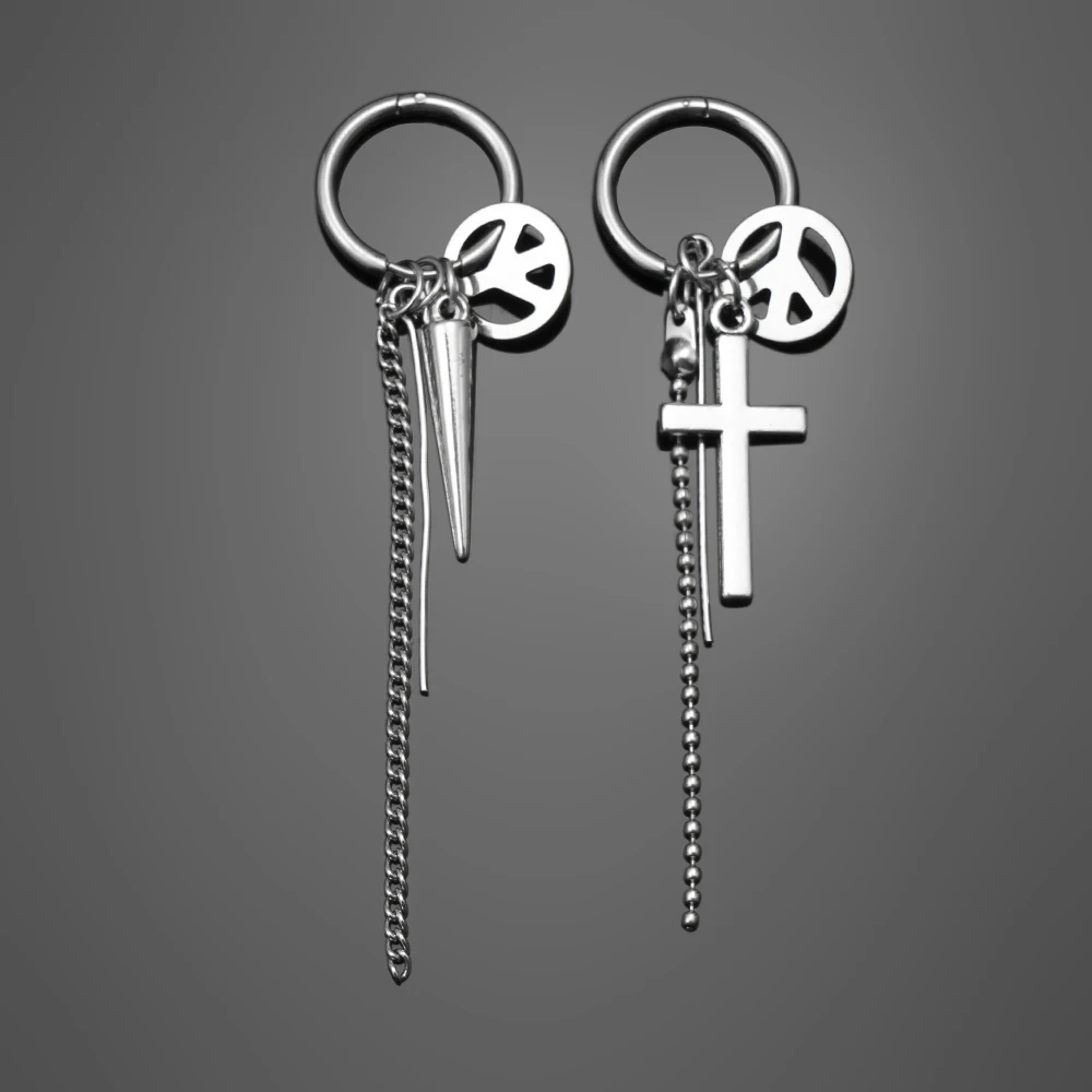 

Cross Stainless Steel Drop Statement Earrings for Women Men Fashion Vintage Chain Unusual Earrings Party Punk Cool Jewelry