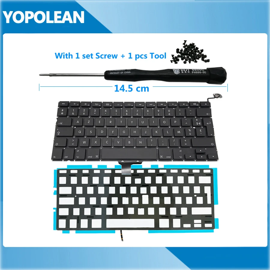 Новая Французская клавиатура с подсветкой для Macbook Pro 13 &quotUnibody A1278 2009 2010 2011