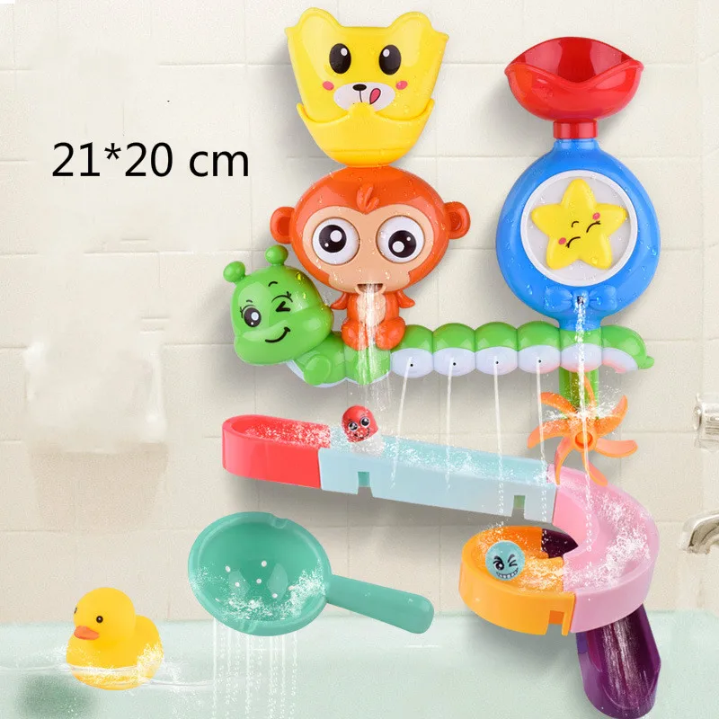 

Funny tortoise bathroom assembly track water slide rubber ducks water toys baby shower toys for toddler boys bath toys for kids