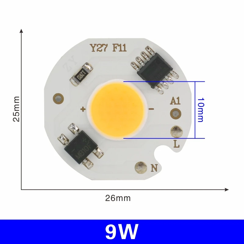 9W Светодиодный COB чип лампа 10 Вт 20 Вт 30 Вт 50 Вт 220 В Smart IC нет необходимости драйвер светодиодный светильник 3W 5 Вт 7 Вт 9 Вт для наводнения светильник Точечный светильник Diy светильник ing - Испускаемый цвет: 9W