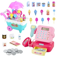 pretend play cash register supermarket cash register with checkout scanner mic speaker and play money play house toy set pink gi