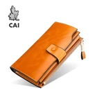 Роскошный женский длинный кошелек из вощеной воловьей кожи 2019 AW, Сумка с RFID-защитой и защитой от кражи, кошелек, держатель для кредитных карт, сумочки для денег в стиле ретро