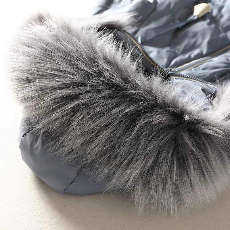 2019 зимняя куртка Женская Толстая теплая парка меховой воротник с капюшоном