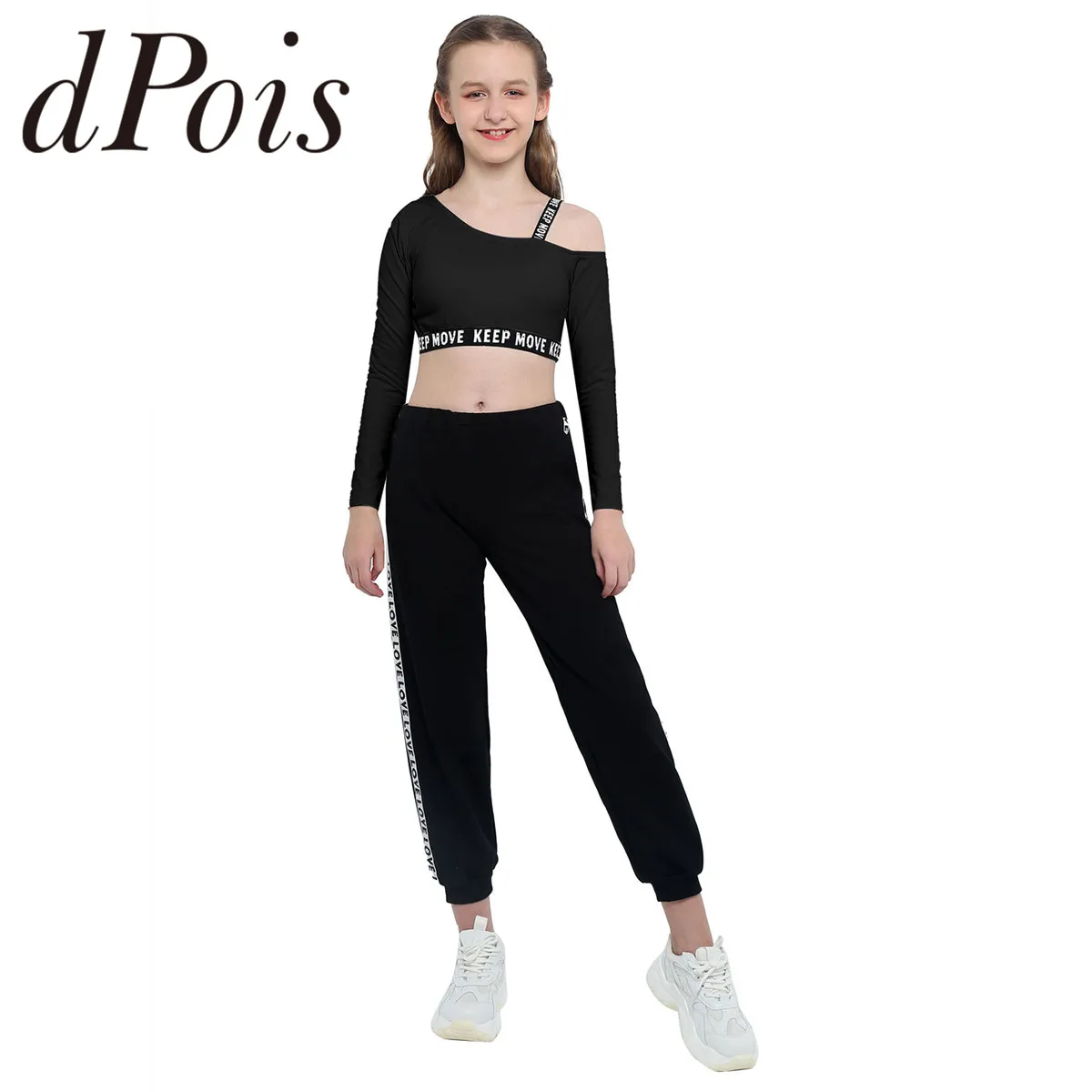

Kids Girls Two Pieces Sportswear Long Sleeve Tracksuits Crop Top + Pants Childrens Gymnastics Outfits Workout Running Yoga Sets